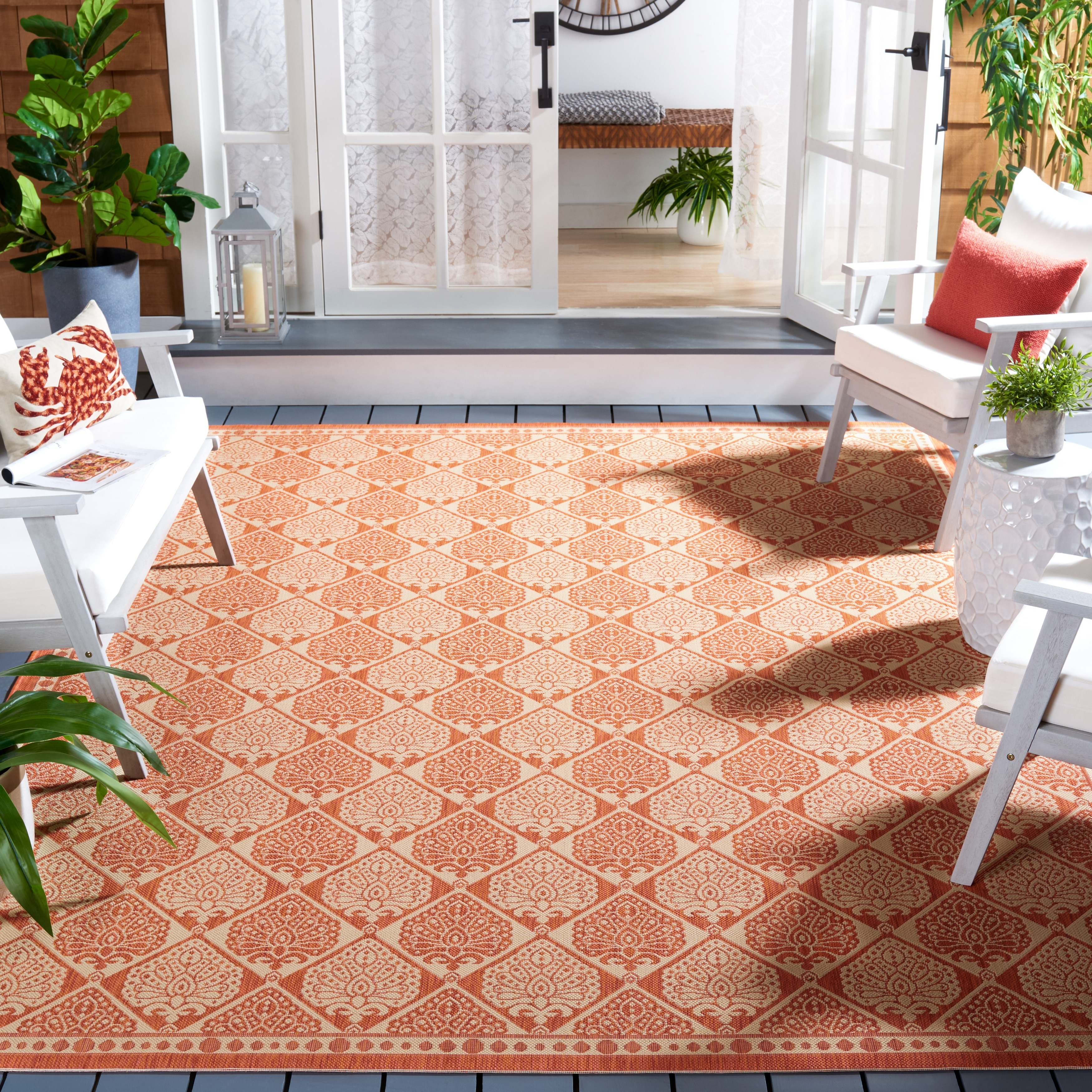SAFAVIEH Courtyard Evangelina Indoor/ Outdoor Waterproof Patio Backyard Rug