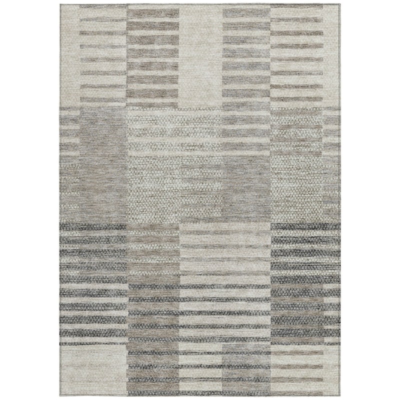 HomeRoots Striped Modern Rectangle Outdoor Rug