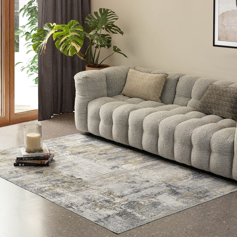 Glitzhome Modern Abstract Distressed Indoor/Outdoor Area Rugs