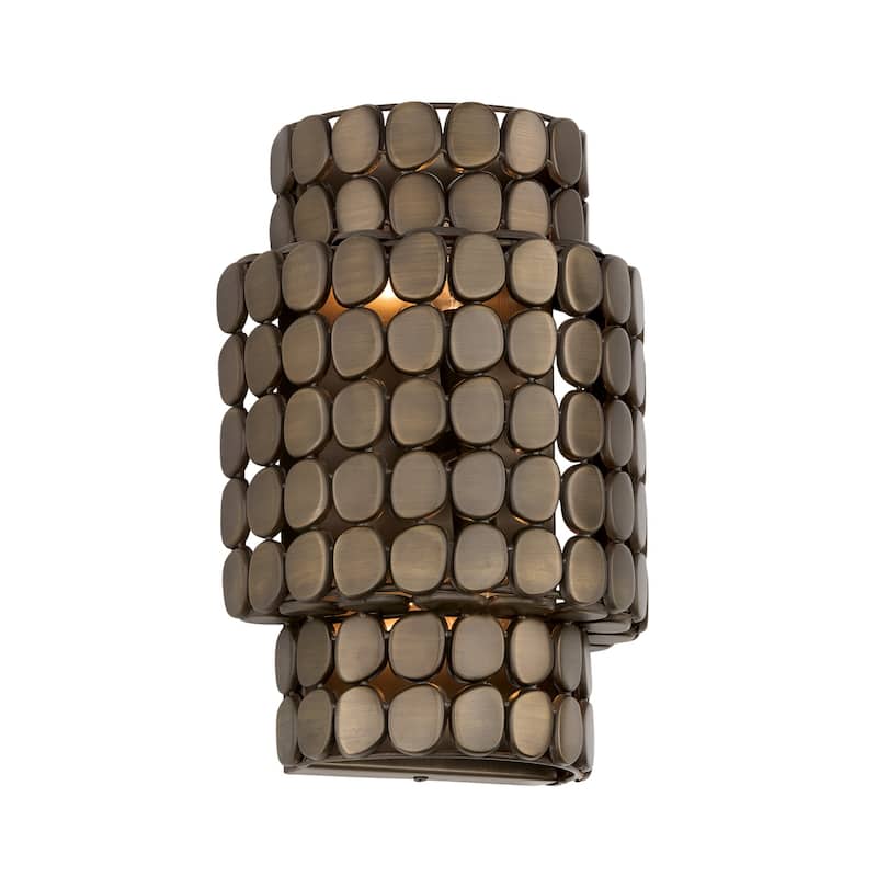 10.25" W x 14.75" H Flush Mount Medallion Wall Sconce - 9.75"W x 14.25"H x 6"E - Dark Brass