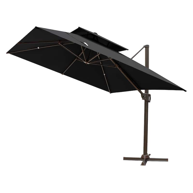 Pellebant 10 X 10 Ft Patio Offset Umbrella with Double Top