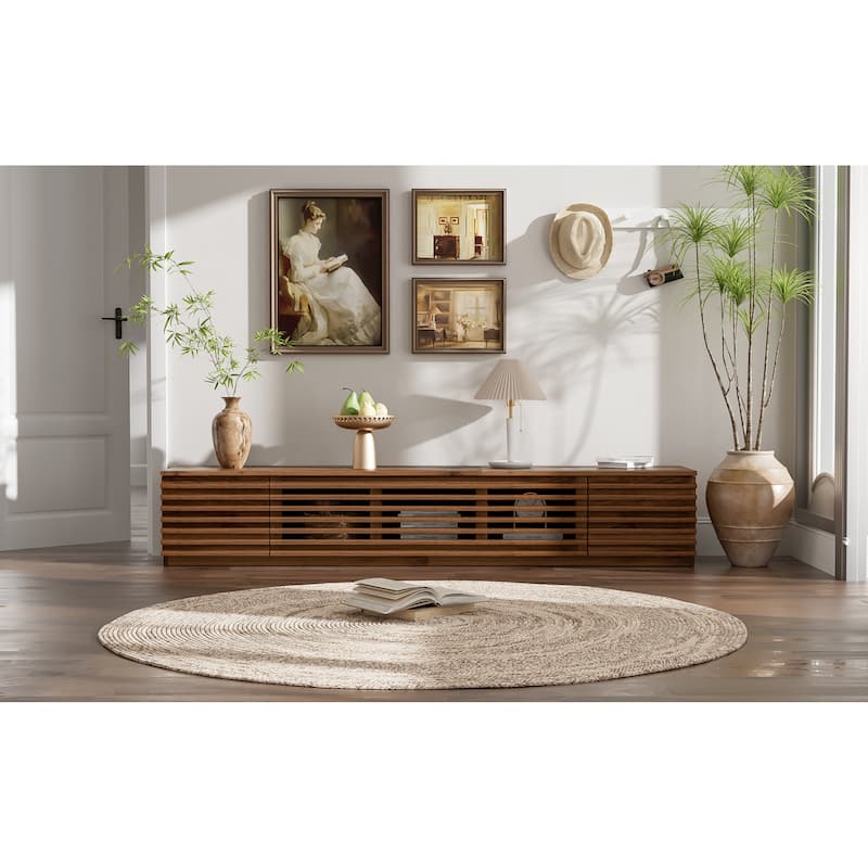 Roomfitters 70 Inch Modern TV Stand for TVs up to 80 Inch, Media Console with Soft-Closing Hinges & Cable Management, Walnut