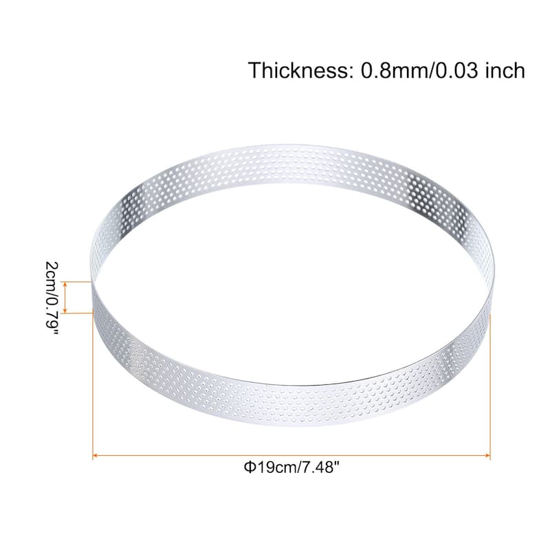 Stainless Steel Cake Rings Round Perforated Circle Baking Dessert Cake Ring - 7.5"
