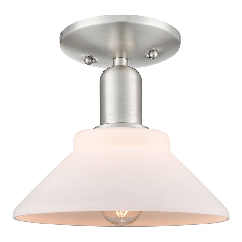 Innovations Lighting 716-1C-9-9 Orwell Semi-Flush Orwell 9" Wide - Brushed Satin Nickel / Matte White