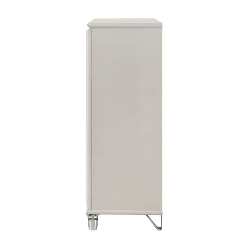 5 Drawers Wooden Chest with Acrylic Legs in Pearl White