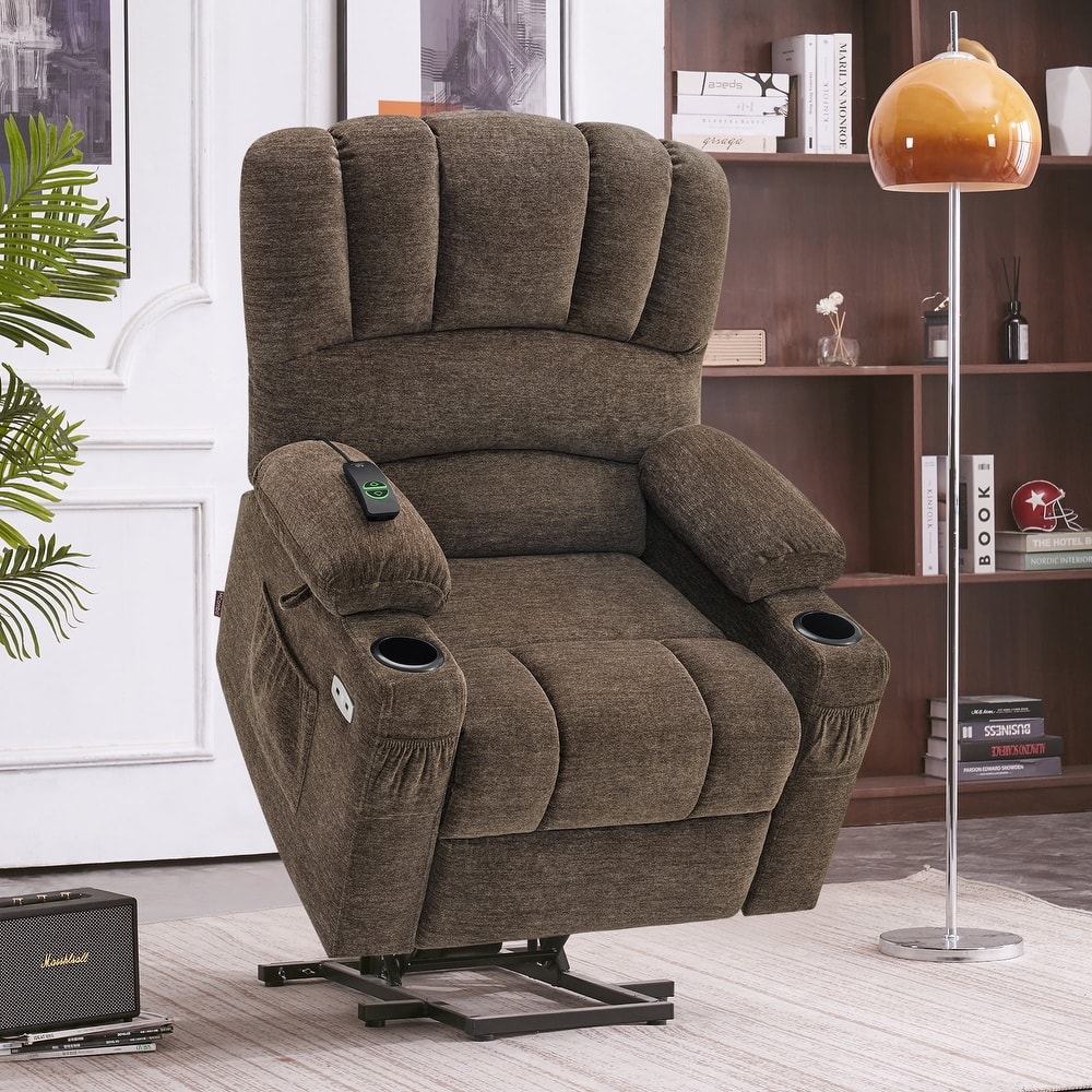 MCombo Power Lift Recliner Chair, Massage and Heat for Elderly, Extended Footrest,Cup Holders, USB Ports 7095