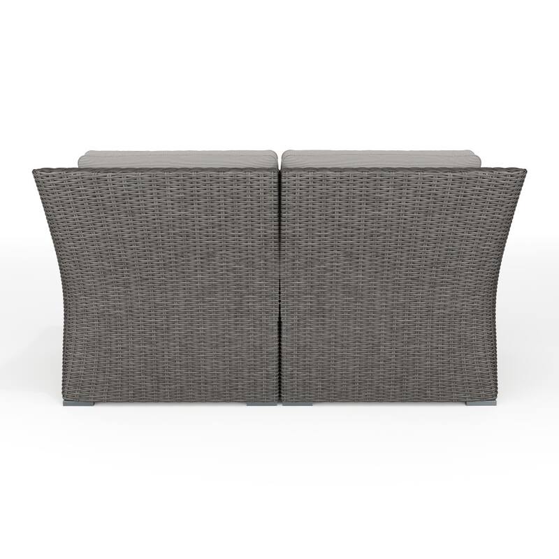 Martha Stewart Outdoor Modular Rattan Wicker Loveseat with All-Weather Cushions - 58"W x 32"D x 30"H