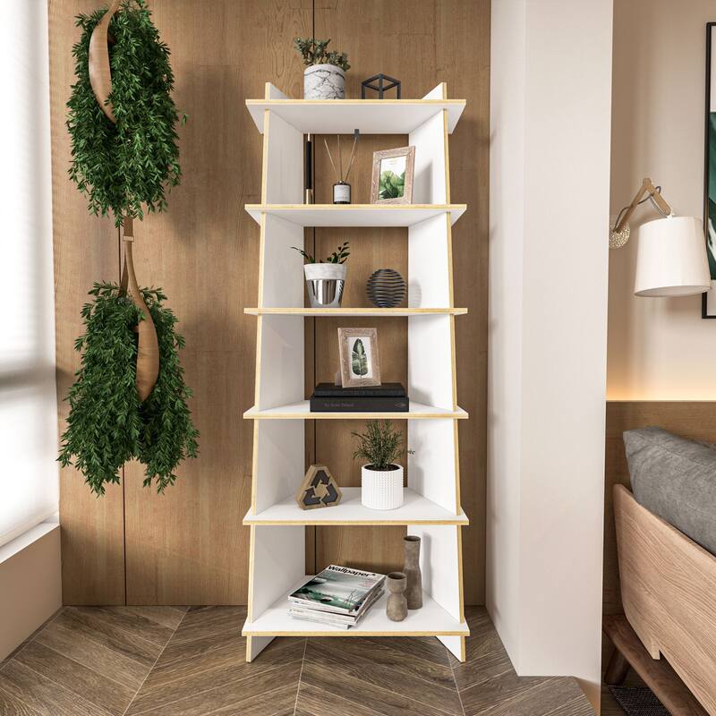 EcoFriendly Jade 6 Shelf Open Bookcase - White