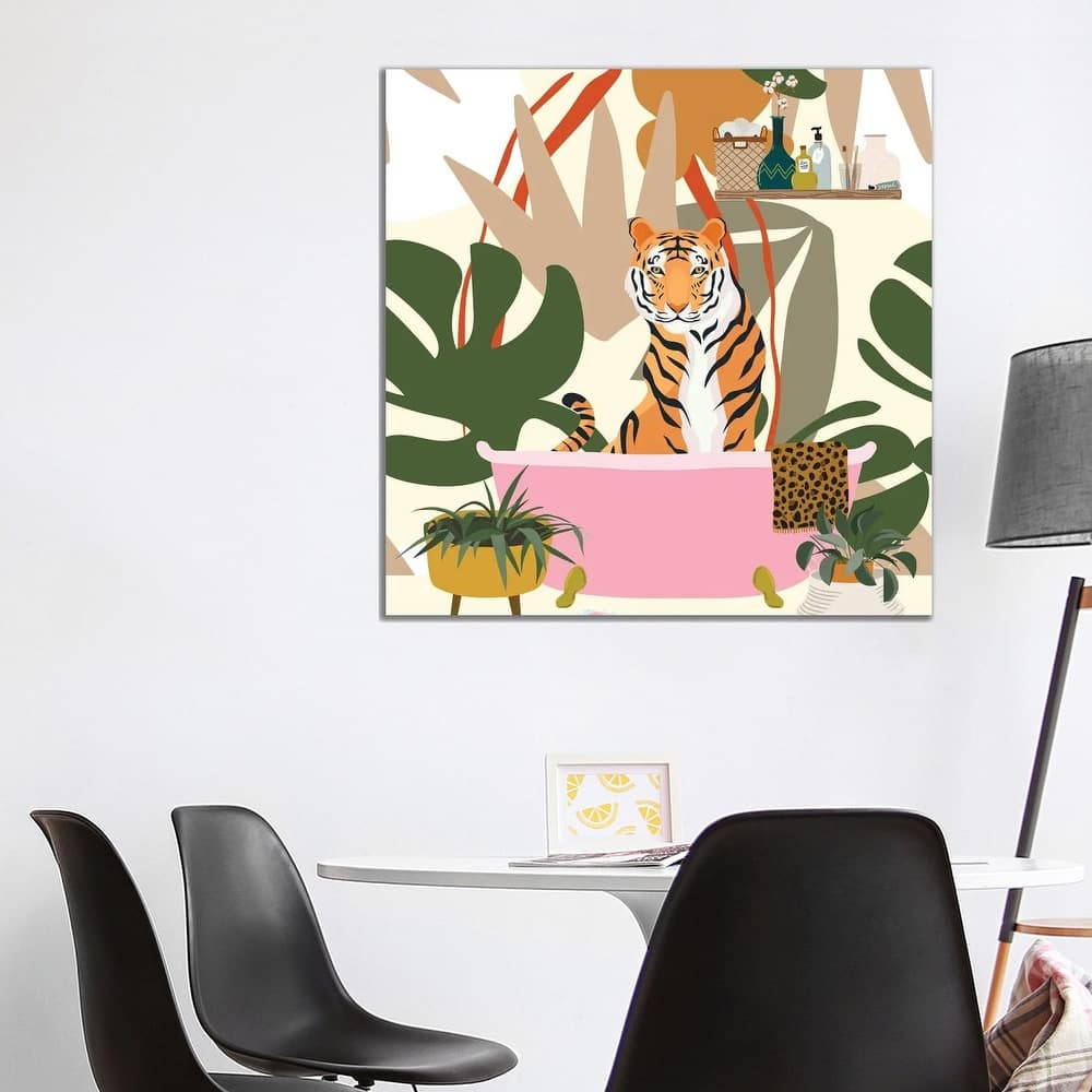 iCanvas "Tiger In Bathtub" by Jania Sharipzhanova Canvas Print