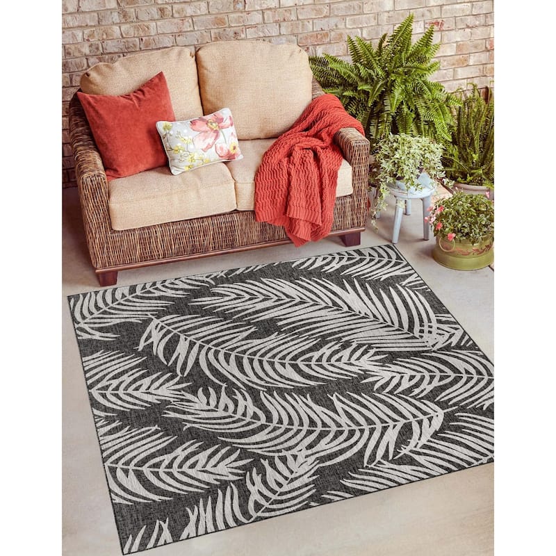 Outdoor Turgh Collection Area Rug - Charcoal - 13' Square