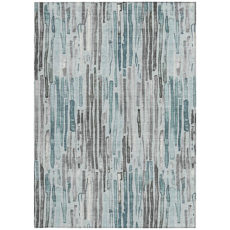 HomeRoots Striped Modern Rectangle Outdoor Rug