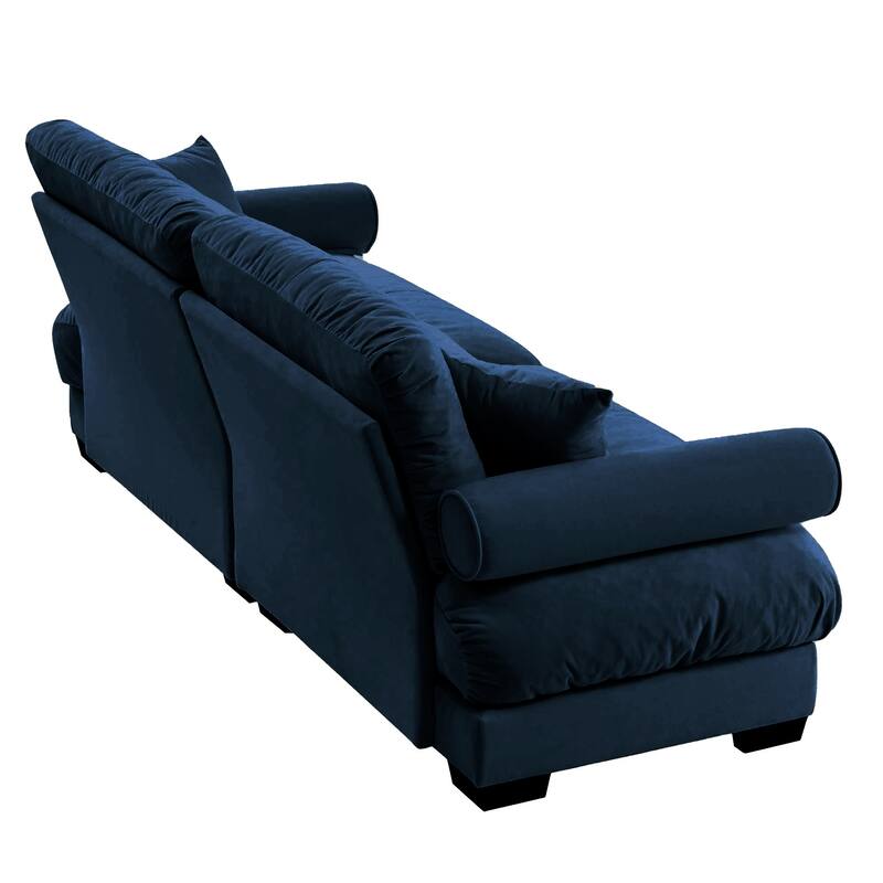 Modern 2-seater Loveseat Sofa with Bolstered Armrests & Pillows
