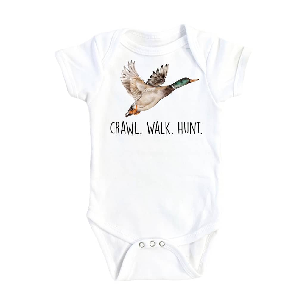 Duck Hunting Crawl - Baby Boy Girl Clothes Infant Bodysuit Funny Cute Newborn