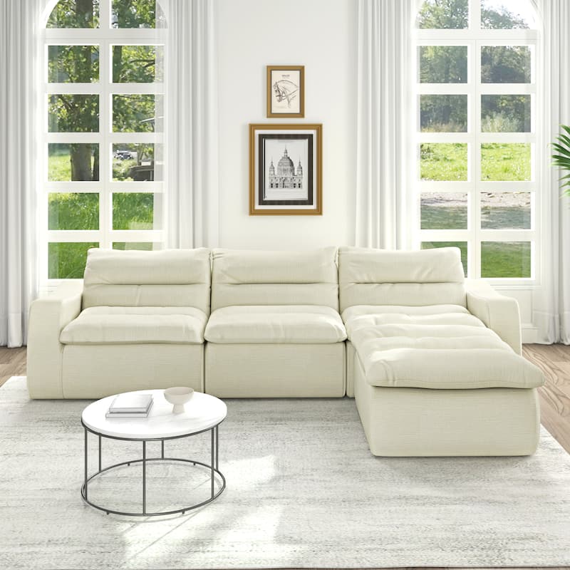 Ultra Comfy Lazy Beanbag Sofa, Modular L-Shape Compact Combined Seat