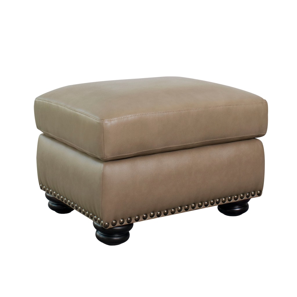 Abbyson Aaron Beige Leather Ottoman