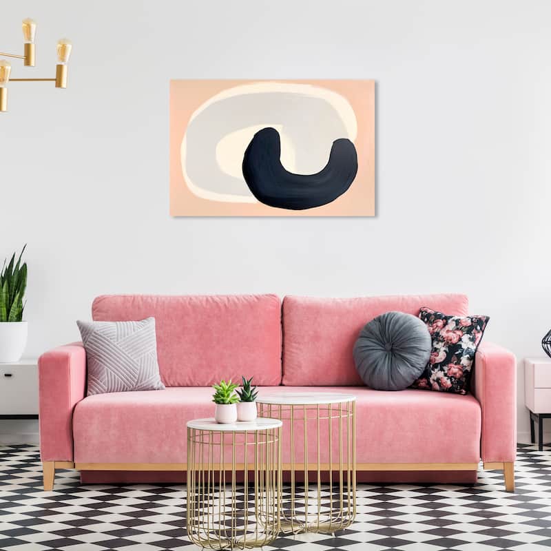 Wynwood Studio Canvas Abstract Abstract Links Black and Cream White Modern & Contemporary Wall Art Canvas Print - 36 x 24