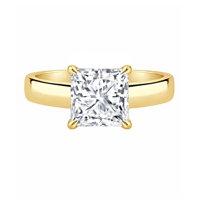 Auriya 14K Gold Princess Lab Grown Diamond Cigar Band Engagement Ring 1.00 - 5.00ct. tw. (F-G, VS)