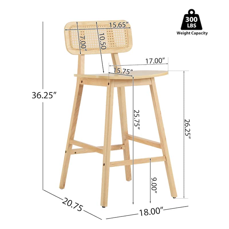 Wood Barstool Side Chair Set of 2