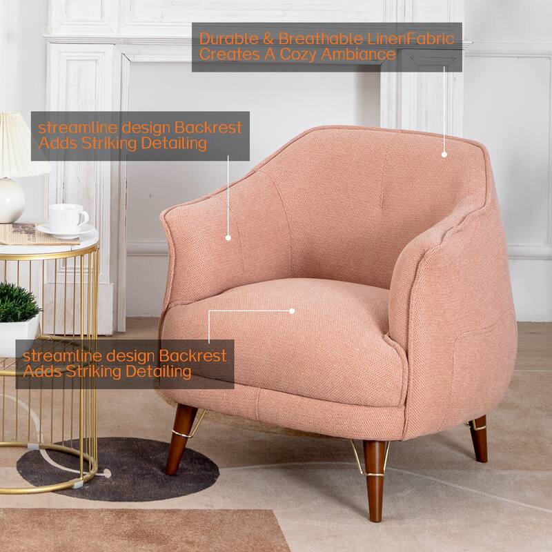 XINMICS Mid-Century Modern Accent Chair, Tufted Upholstered Armchair for Living Room, Bedroom, Set of 2
