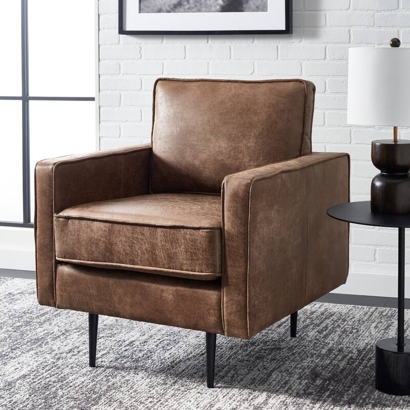 SAFAVIEH Lugenia Brown/Gold Accent Chair - 31" W x 30" D x 33" H - 31Wx30Dx33H - Brown/Black
