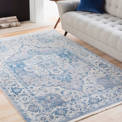 Vintage Persian Traditional Blue Area Rug - 8' 10" x 12' 10"