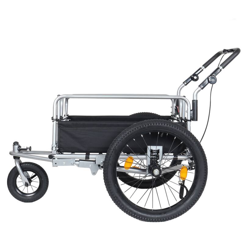 3-in-1 Heavy-Duty Bike Cargo Trailer -Bike Compatible Steel Frame, 110lb Capacity, Convertible Stroller & Pull Cart
