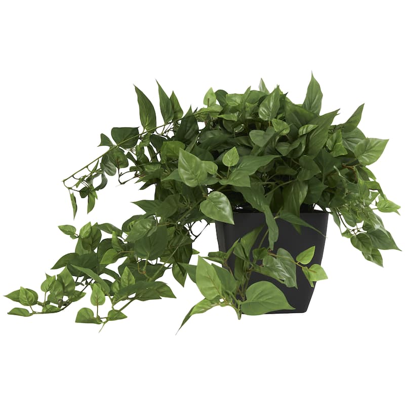 Faux Foliage Pothos Artificial Plant with Black Plastic Pot - Green - Roche River Decor