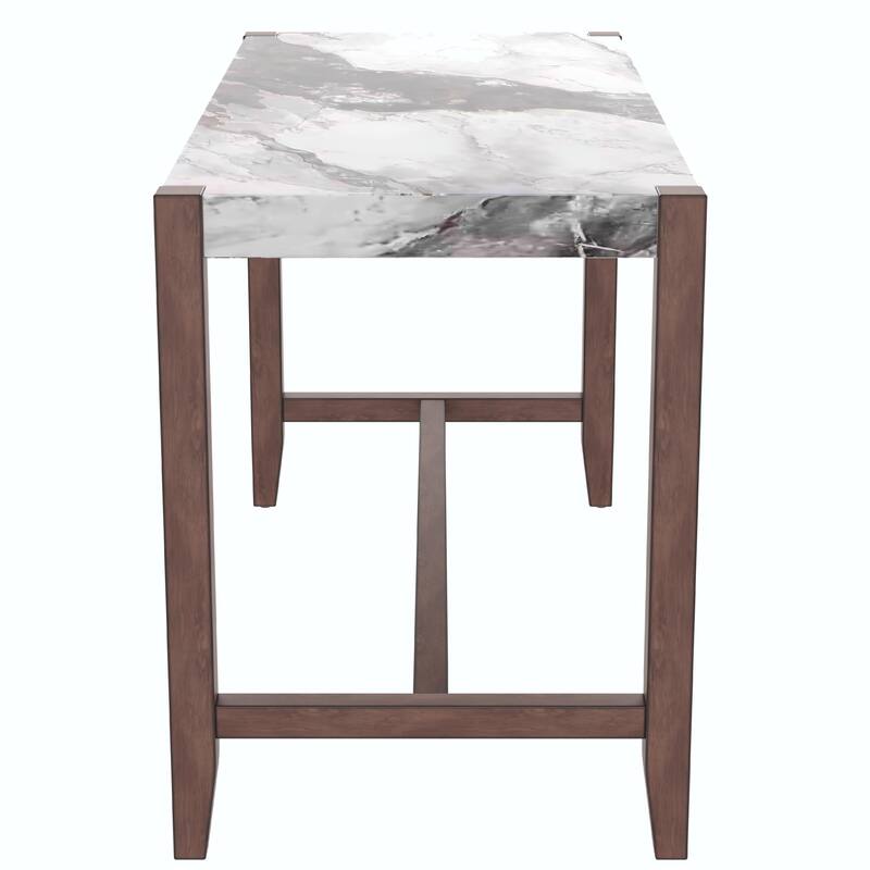 Space-Saving Dining Set - Marble Table & 4 Chairs
