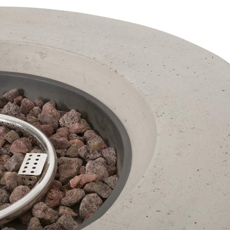 39.2 in. W x 39.2 in. D x 11.5 in. H Round Metal Propane Burning Outdoor Fire Pit in Light Grey