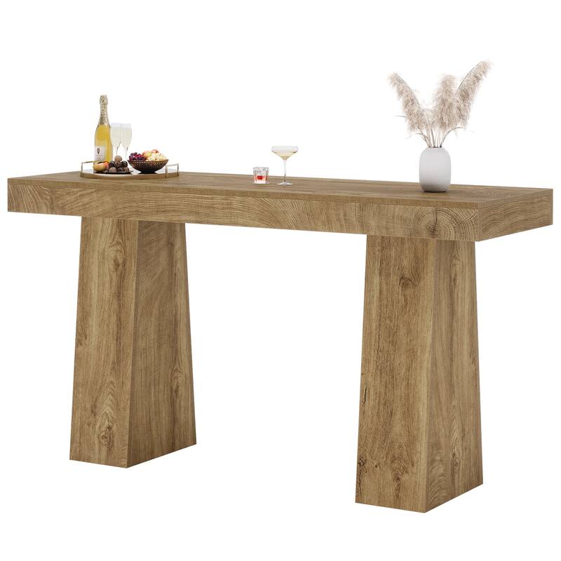63-Inch Bar Table, Wood Counter Height Pub Table, Rectangular Home Bar for Kitchen, Dining/Living Room