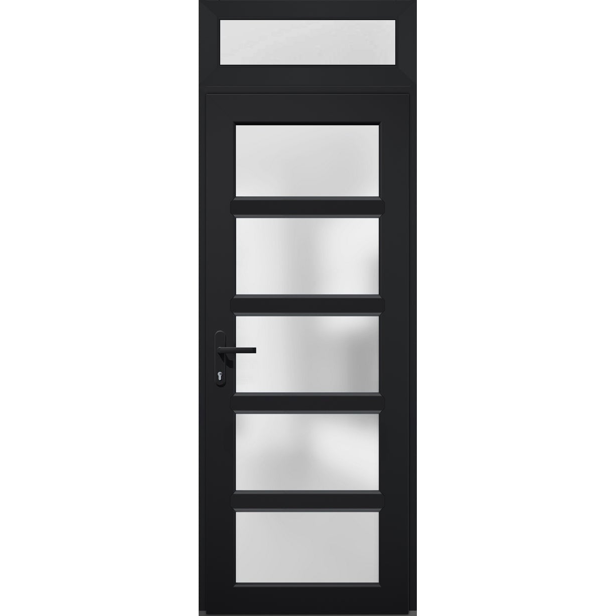VDOMDOORS Manux 8002 Matte Black Fiberglass Prehung Exterior Door with Frosted Glass