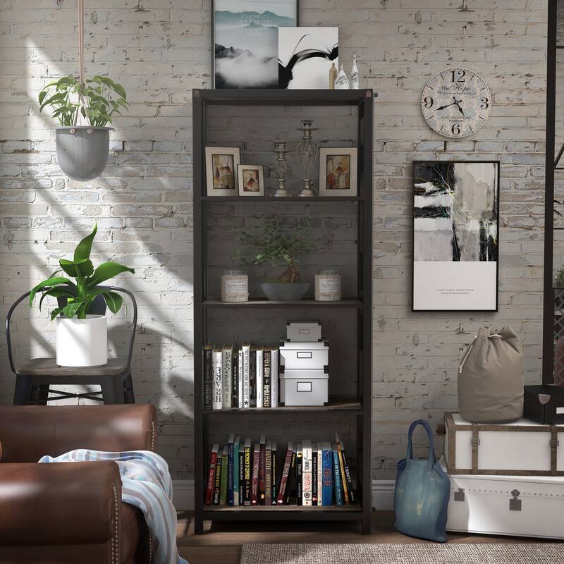 Carnsile Contemporary Open Back 4-Shelf Bookcase by Furniture of America
