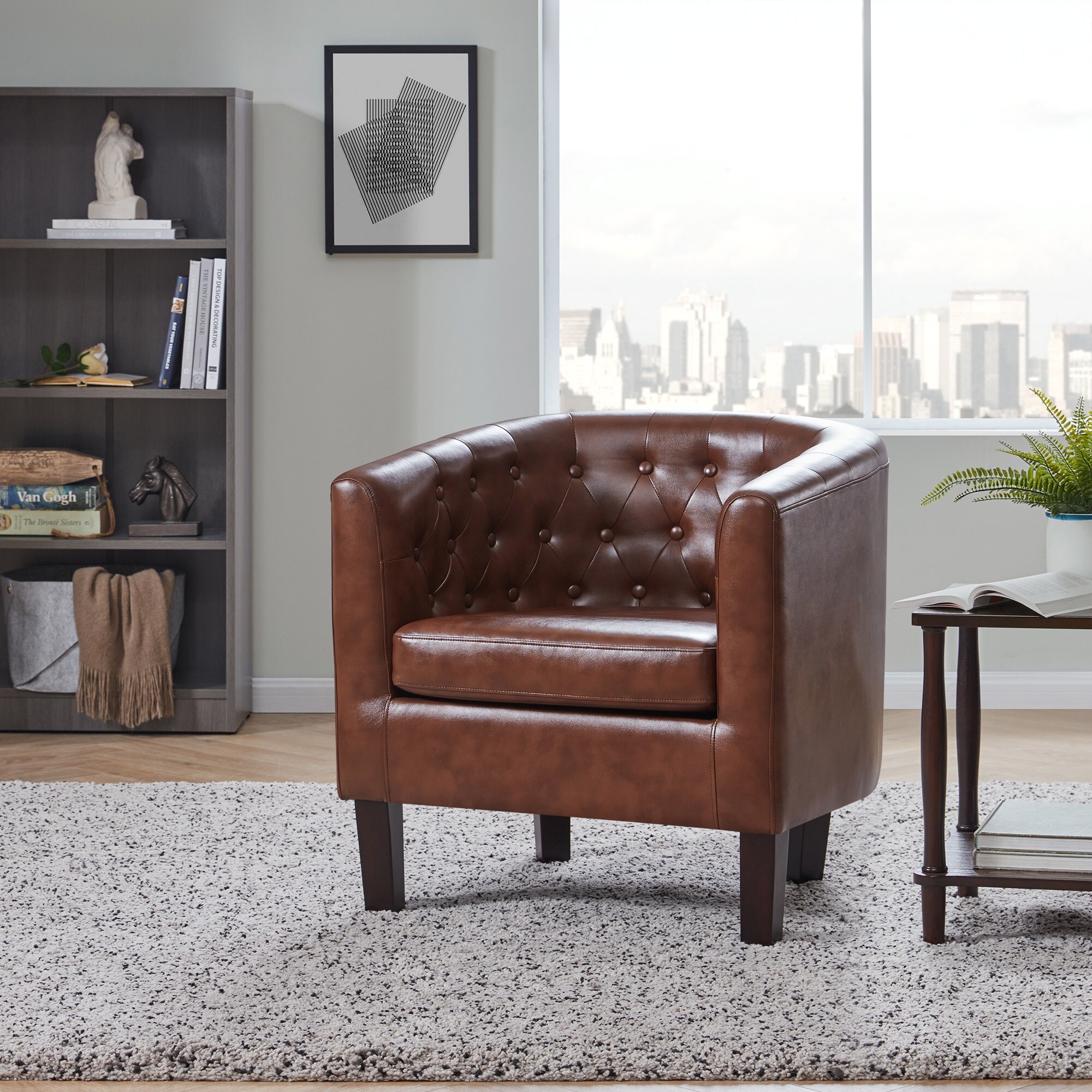 Belleze club chair sale tub faux leather accent