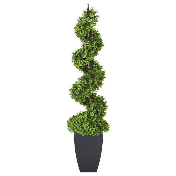 slide 2 of 5, Puleo International 5 ft. Topiary Spiral Boxwood Artificial Tree
