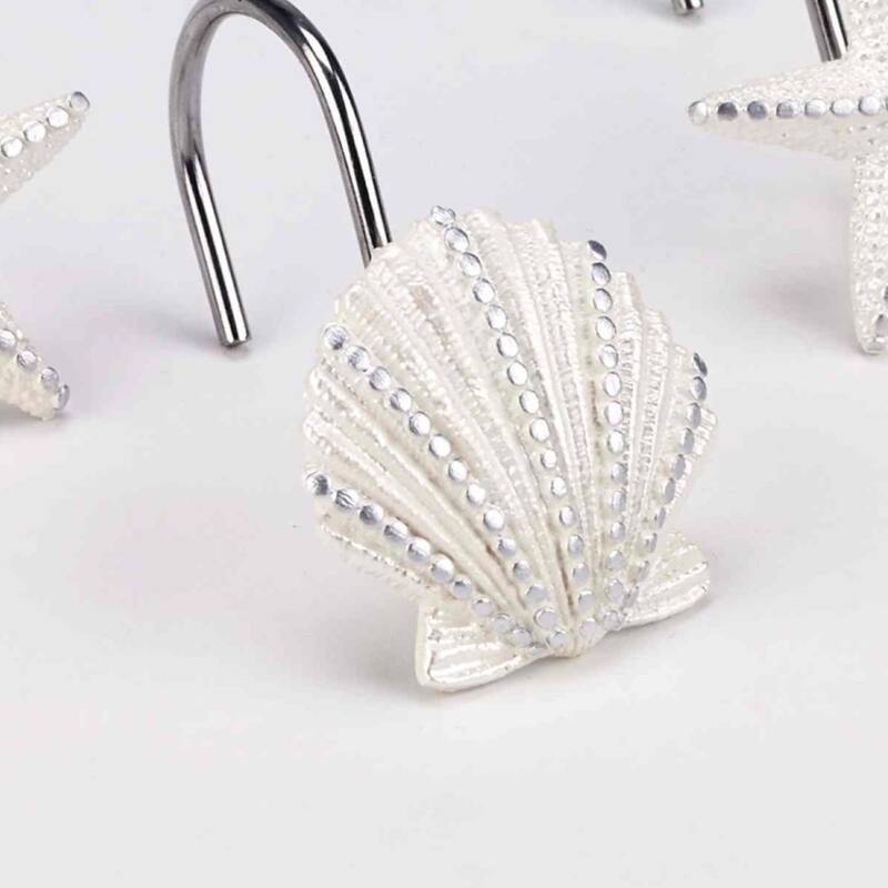 Avanti Linens Sequin Shells Shower Hooks - Ivory