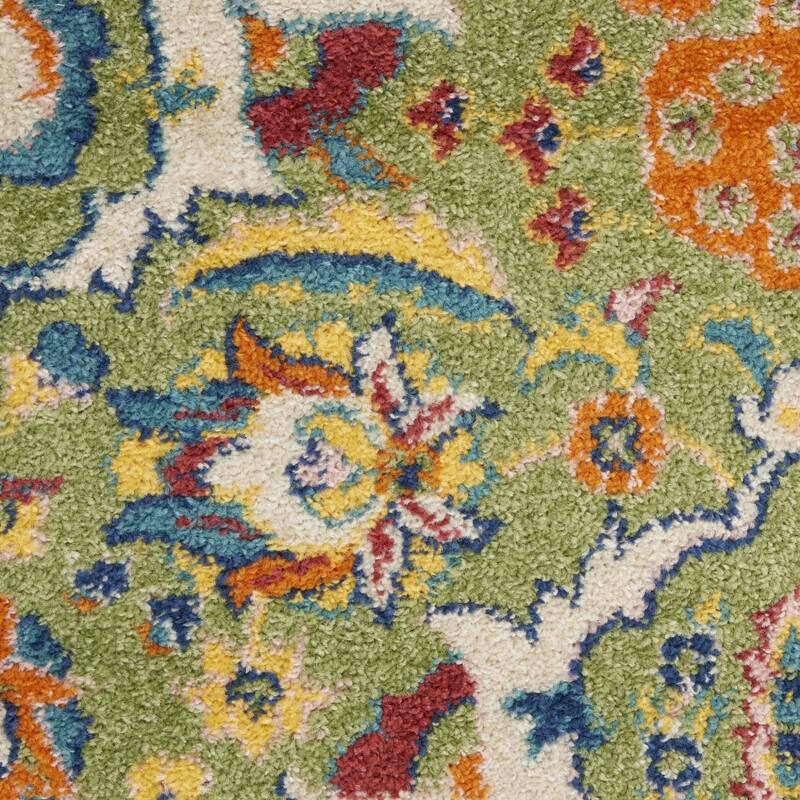 Sazi Power Loomed Geometric Floral Area Rug By HomeRoots - 8' Round