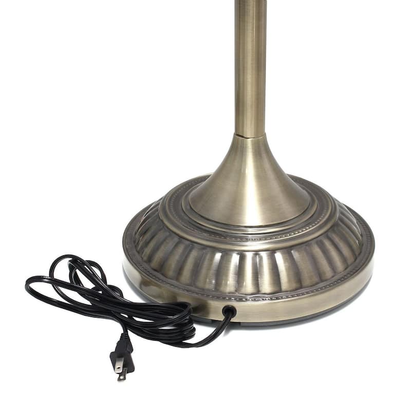 Classic 1 Light Torchiere Floor Lamp with Marbleized Glass Shade