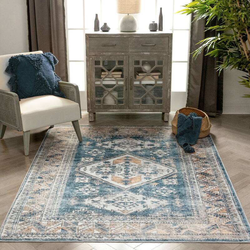 Well Woven Lotus Cartago Vintage Medallion Machine Washable Area Rug