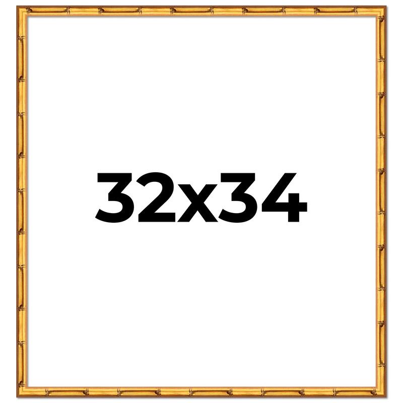 32x34 Frame Gold Bamboo Solid Wood Picture Frame | 1 Inch Moulding