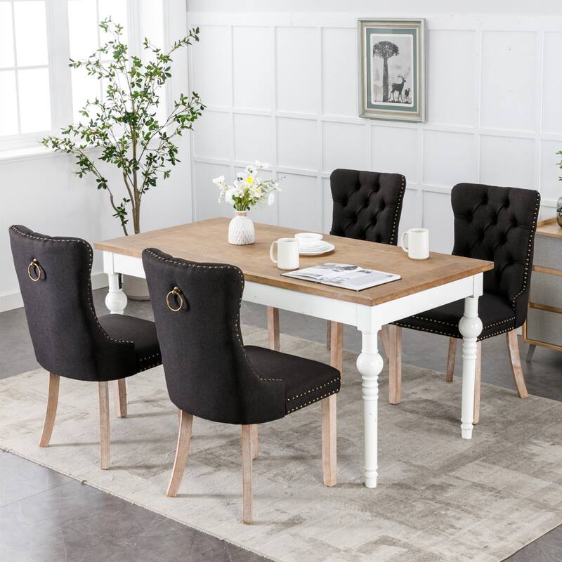Mid-Century Nailhead Trim Dining Chairs 2-Piece Set