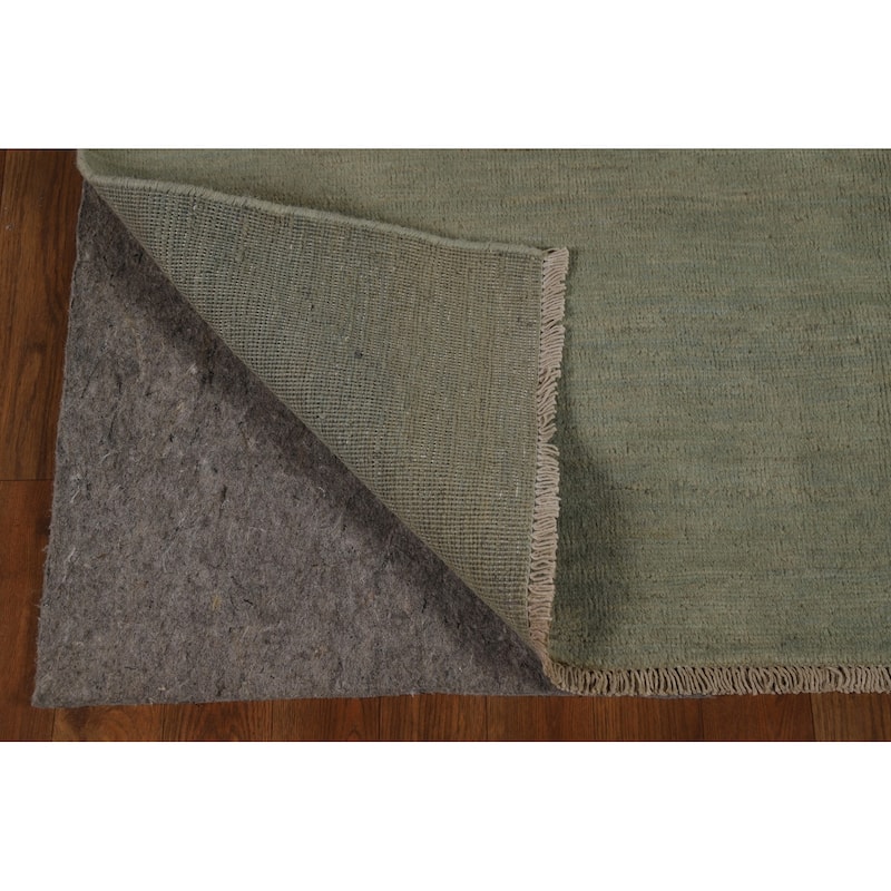 Modern Gabbeh Oriental Rug Handmade Green Wool Carpet - 4'11" x 6'5"