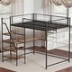 preview thumbnail 20 of 18, Full Size Metal Loft Bed with Built-In Desk, RGB LED Lights, Charging Station, and Sturdy Guardrails, Bedroom Furniture Black