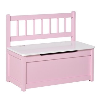 Qaba Toddler Toy Box Storage Bench with Large 27 L Interior, Kids Storage Bench Seat with Storage