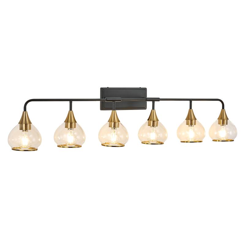 48" Modern 6-Light Vanity Wall Sconce, Bathroom Light Fixture with Clear Glass Shades