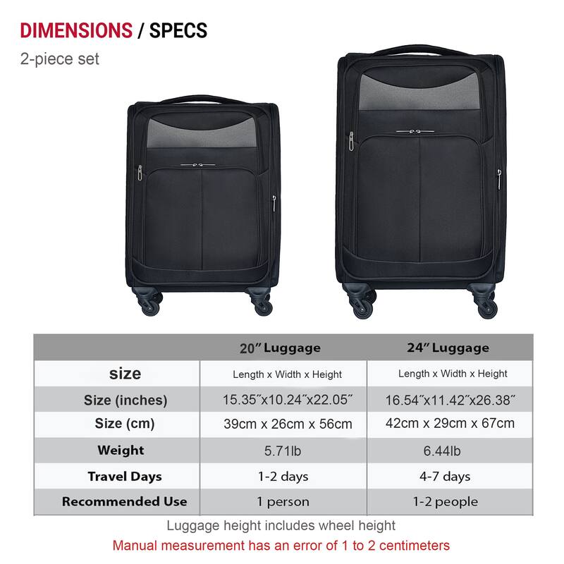 (20+24) Two-piece suitcase suitcase set Oxford trolley case without password lock universal wheel