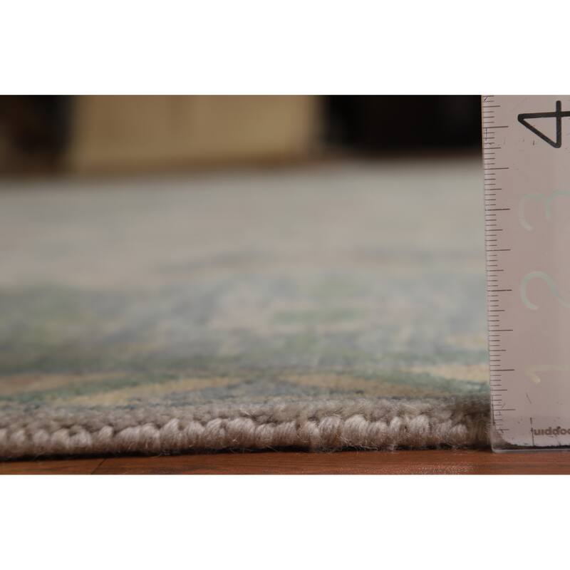Gray Transitional Oushak Indian Area Rug Hand-Knotted Wool Carpet - 9'0"x 11'10"