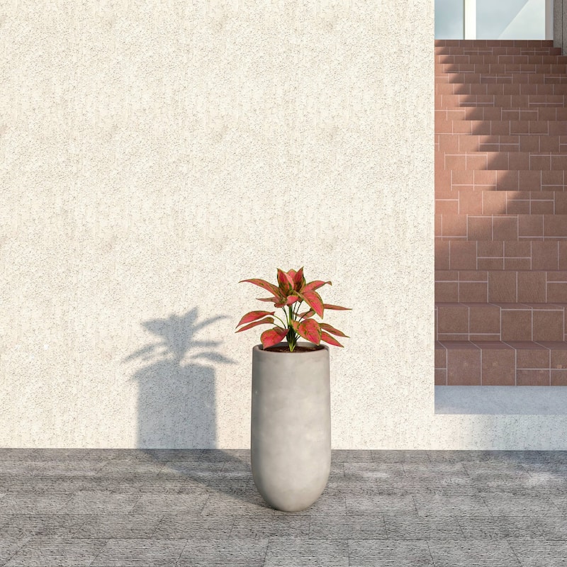 Topiary Modern Cylinder Fiberstone and MgO Clay Planter Pot w Drainage Holes for Indoor Outdoor Home Office Patio Porch Garden