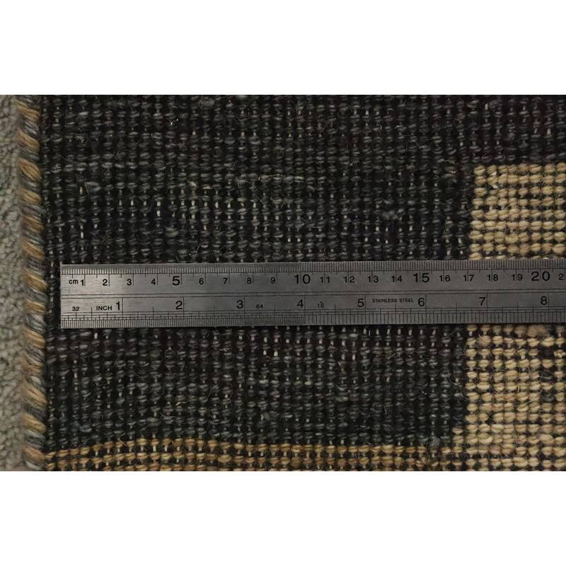 Hand Knotted Oriental 100% Wool Carpet Modern Geometric Greys & Charcoal Gabbeh Area Rug - 7' 9'' X 5' 6''