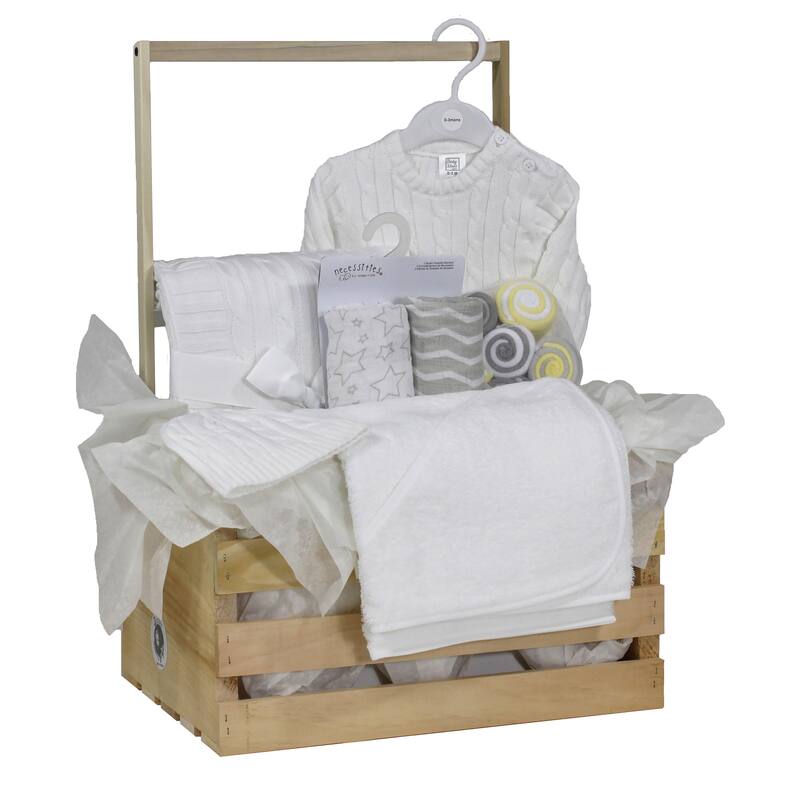 20 Piece Baby Neutral Shower Wardrobe Gift Crate - White