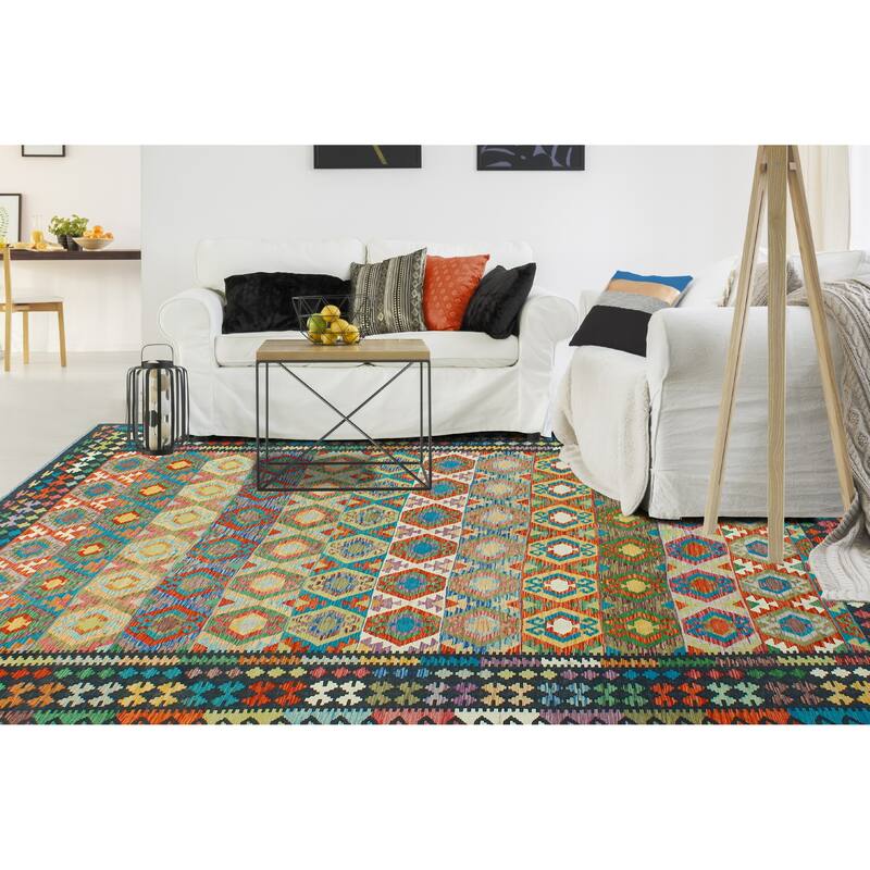 Flatweave Norwood Black/Turquoise Rug - 8'2" x 11'8"